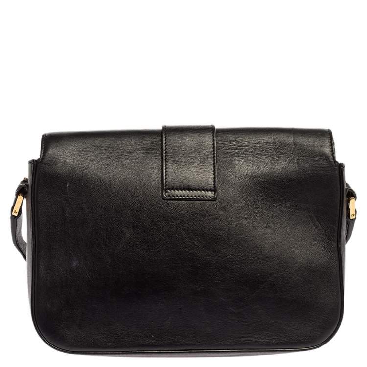 Pre Owned Saint Laurent Black Leather Medium Chyc Flap Bag