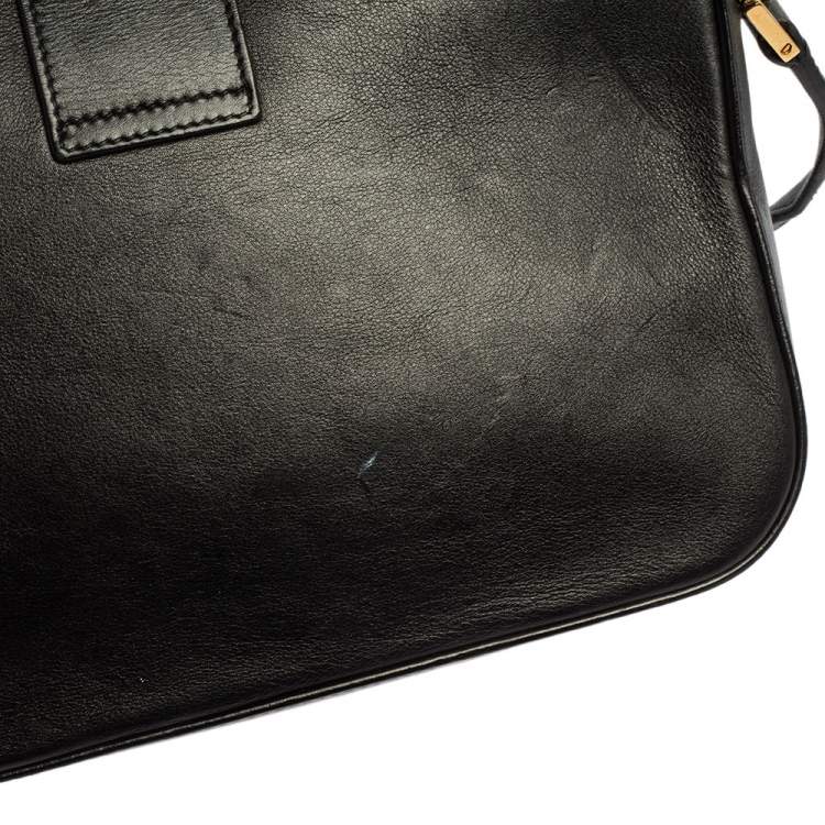 Pre Owned Saint Laurent Black Leather Medium Chyc Flap Bag