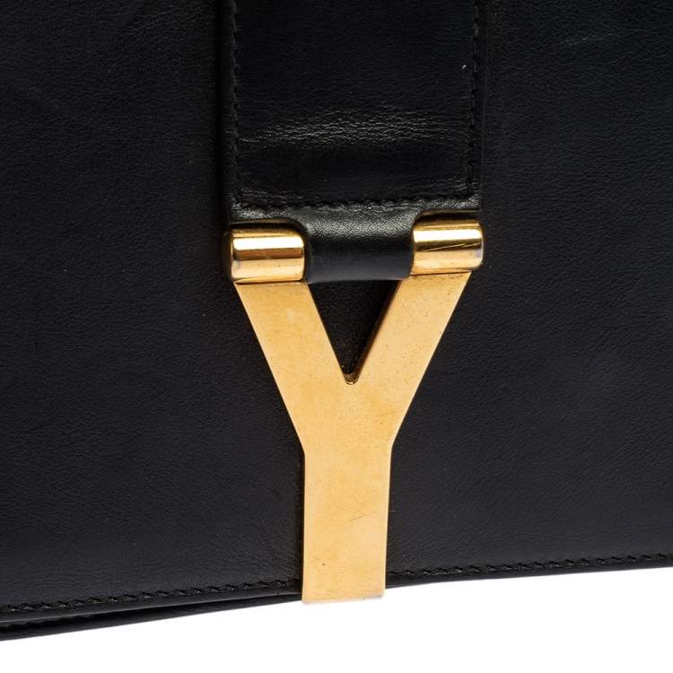 Pre Owned Saint Laurent Black Leather Medium Chyc Flap Bag