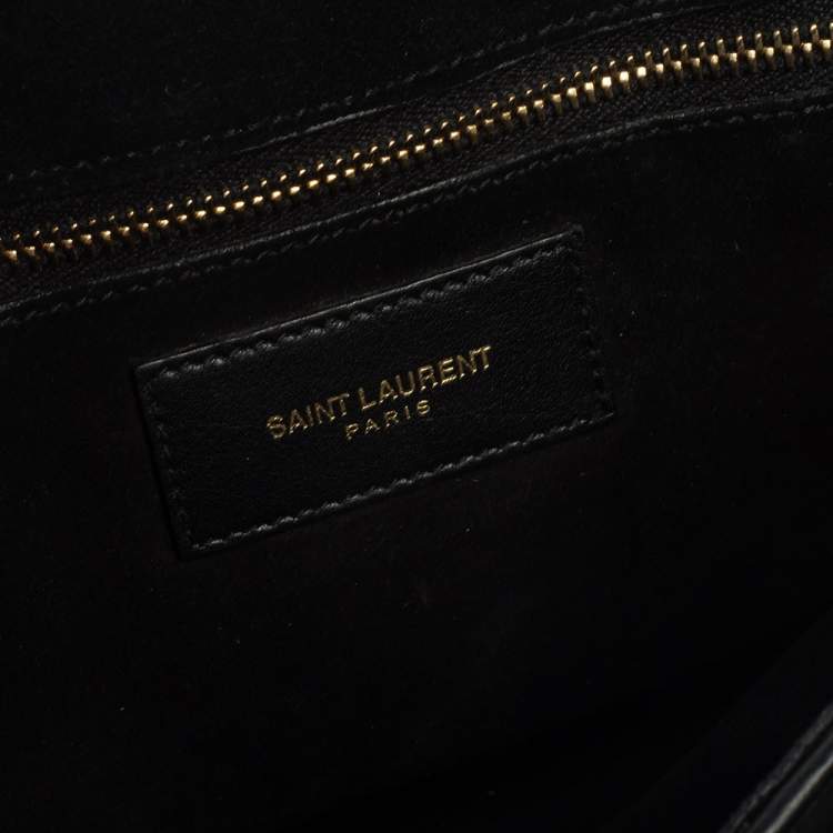 Pre Owned Saint Laurent Black Leather Medium Chyc Flap Bag