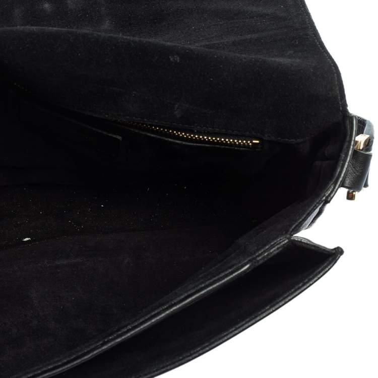 Pre Owned Saint Laurent Black Leather Medium Chyc Flap Bag