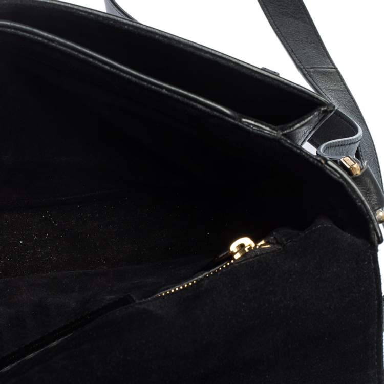 Pre Owned Saint Laurent Black Leather Medium Chyc Flap Bag