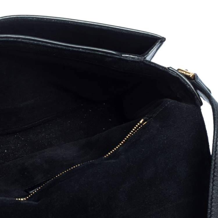 Pre Owned Saint Laurent Black Leather Medium Chyc Flap Bag