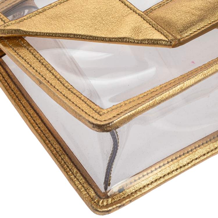 Pre Owned Saint Laurent Gold PVC and Leather Small Betty Shoulder Bag
