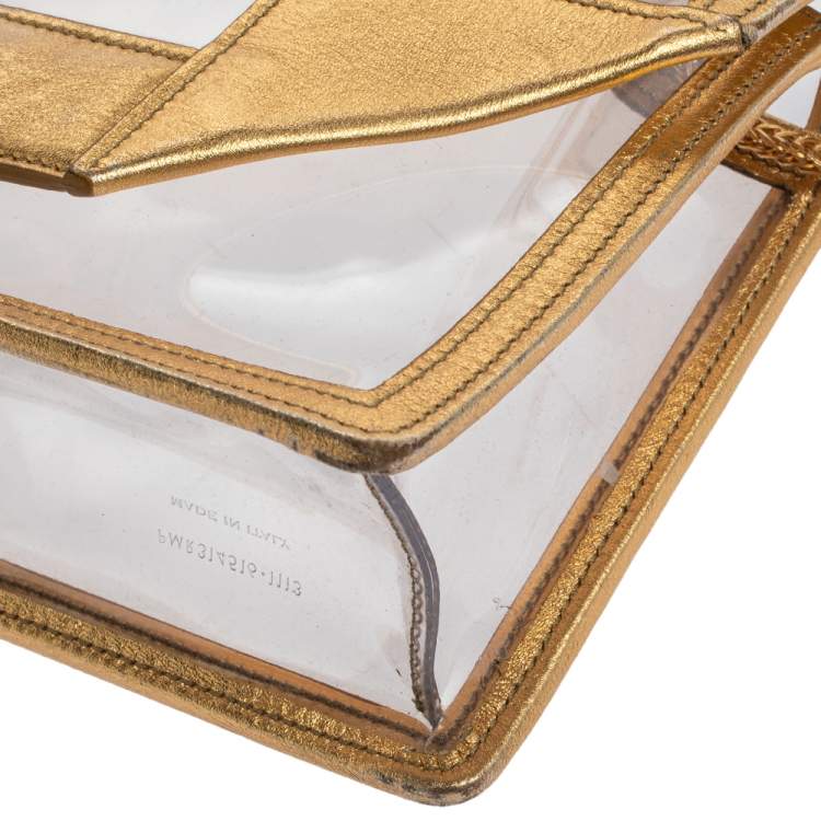 Pre Owned Saint Laurent Gold PVC and Leather Small Betty Shoulder Bag