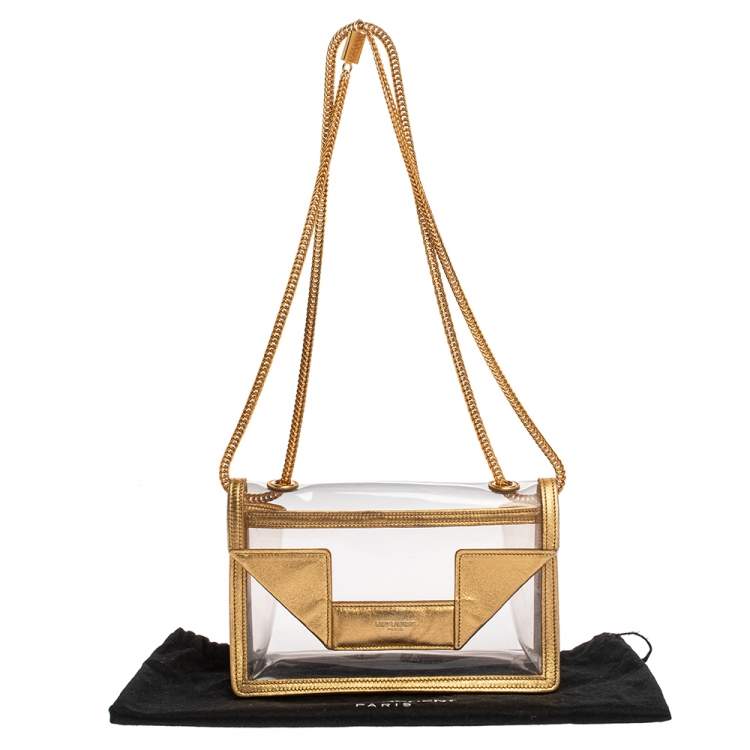 Pre Owned Saint Laurent Gold PVC and Leather Small Betty Shoulder Bag