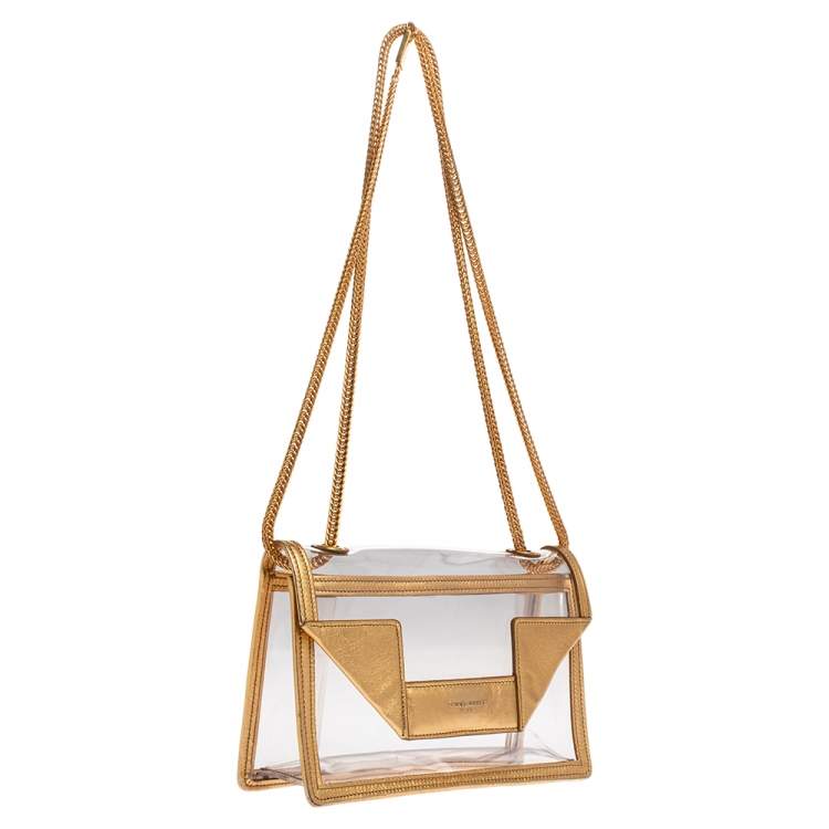 Pre Owned Saint Laurent Gold PVC and Leather Small Betty Shoulder Bag