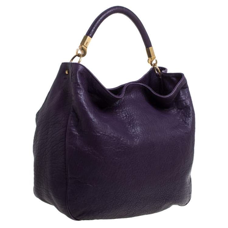 Pre Owned Saint Laurent Dark Indigo Patent Leather Large Roady Hobo