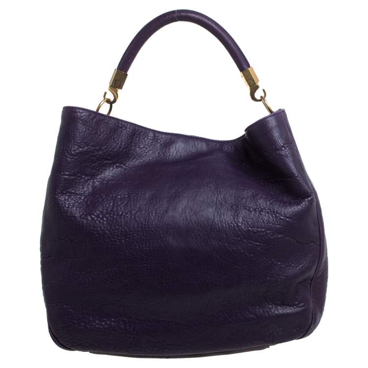 Pre Owned Saint Laurent Dark Indigo Patent Leather Large Roady Hobo