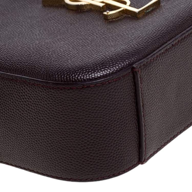 Pre Owned Saint Laurent Burgundy Grained Leather Mini Monogram Camera Bag