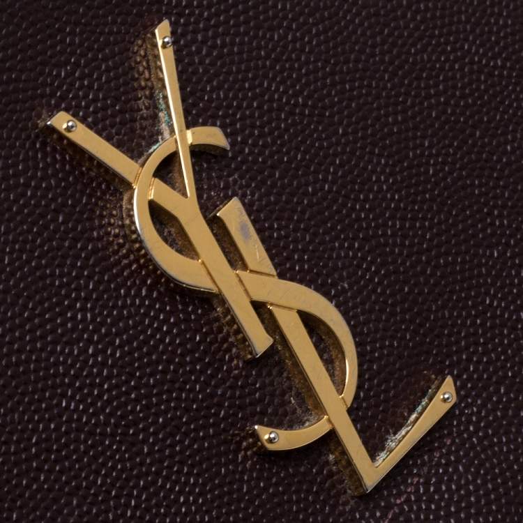Pre Owned Saint Laurent Burgundy Grained Leather Mini Monogram Camera Bag