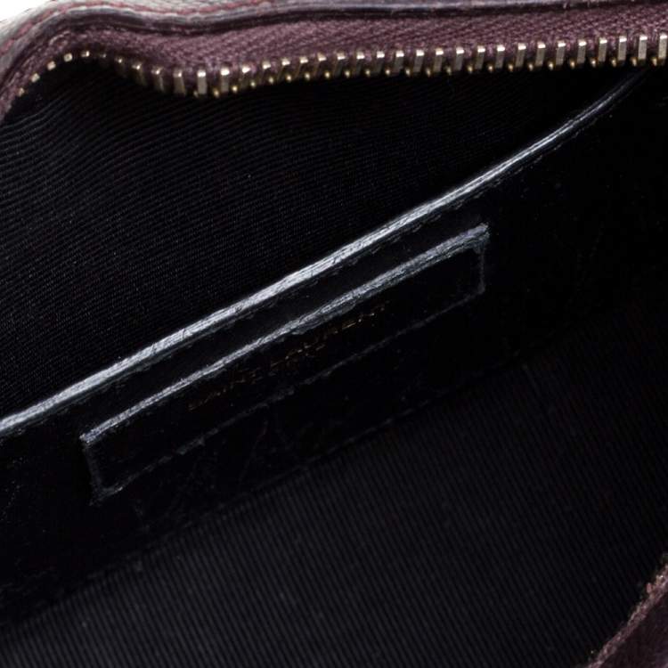 Pre Owned Saint Laurent Burgundy Grained Leather Mini Monogram Camera Bag