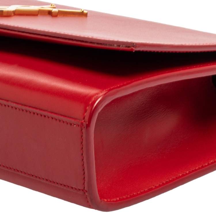Pre Owned Saint Laurent Red Leather Medium Kate Tassel Shoulder Bag