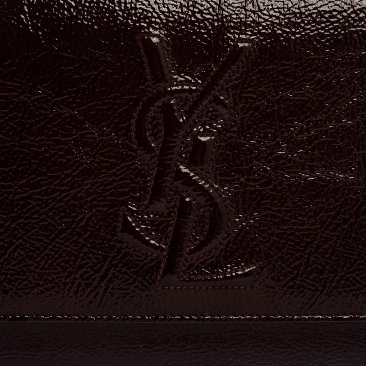 Pre Owned Yves Saint Laurent Burgundy Patent Leather Belle De Jour Flap Clutch