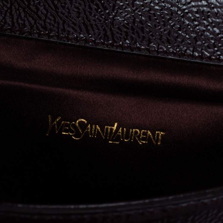 Pre Owned Yves Saint Laurent Burgundy Patent Leather Belle De Jour Flap Clutch