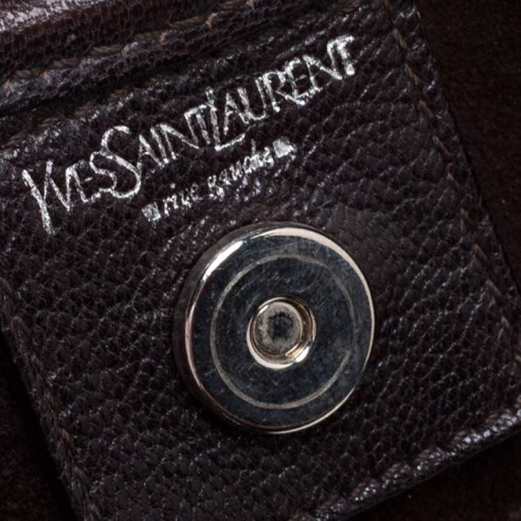 Pre Owned Yves Saint Laurent Dark Brown Suede and Fur Mombasa Hobo