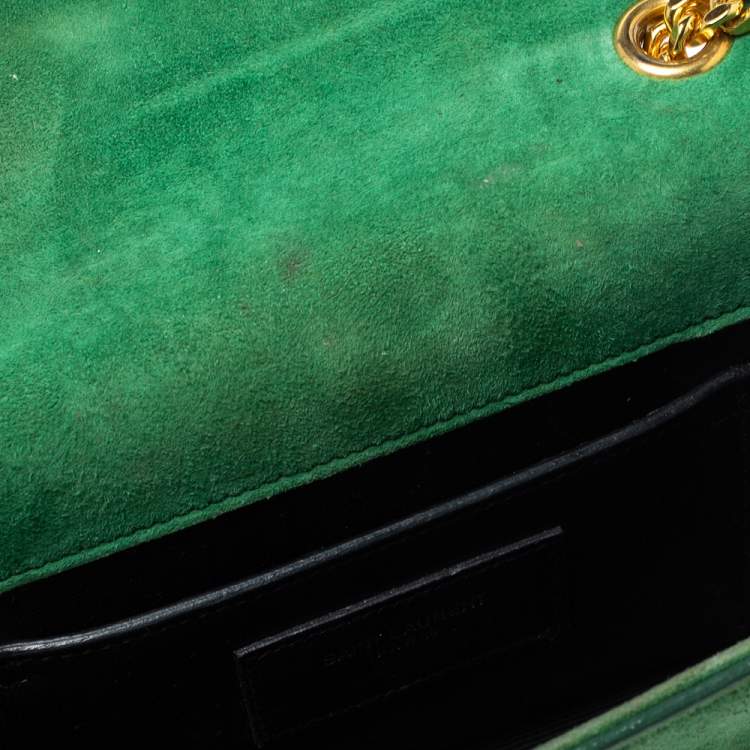 Pre Owned Saint Laurent Green Suede Small Kate Tassel Crossbody Bag