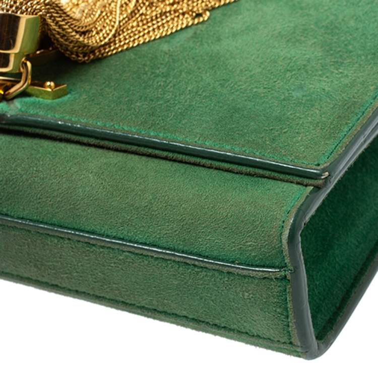 Pre Owned Saint Laurent Green Suede Small Kate Tassel Crossbody Bag