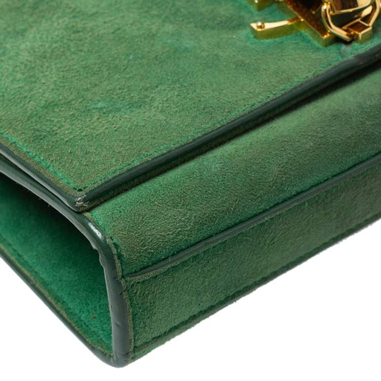 Pre Owned Saint Laurent Green Suede Small Kate Tassel Crossbody Bag
