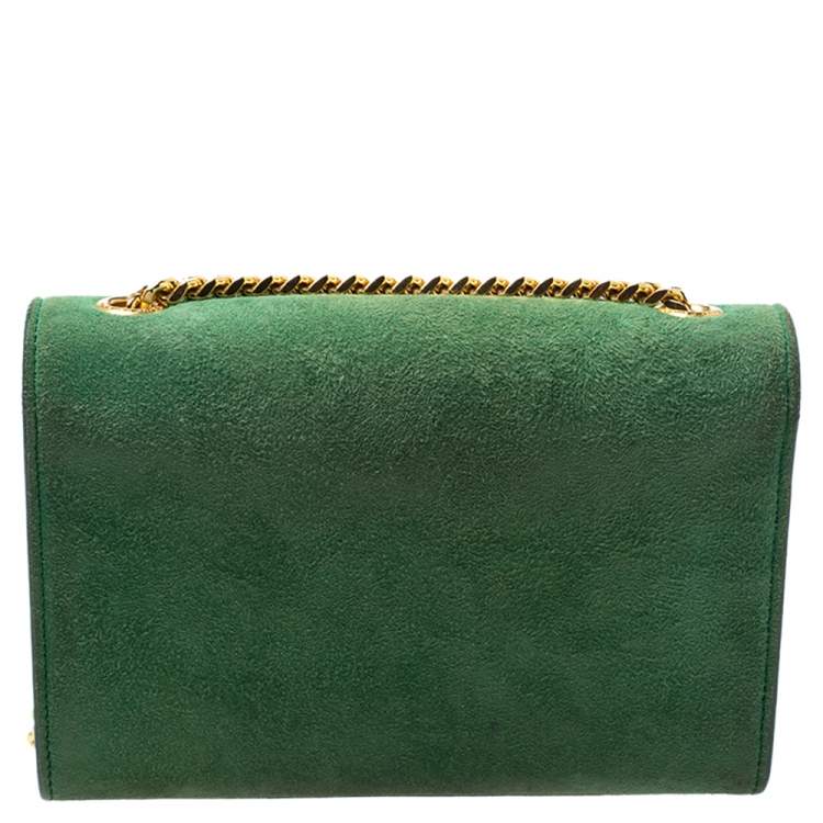Pre Owned Saint Laurent Green Suede Small Kate Tassel Crossbody Bag