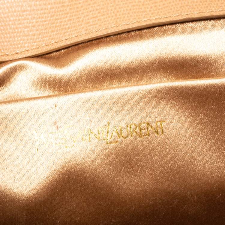 Pre Owned Yves Saint Laurent Nude Beige Leather Y-Ligne Clutch