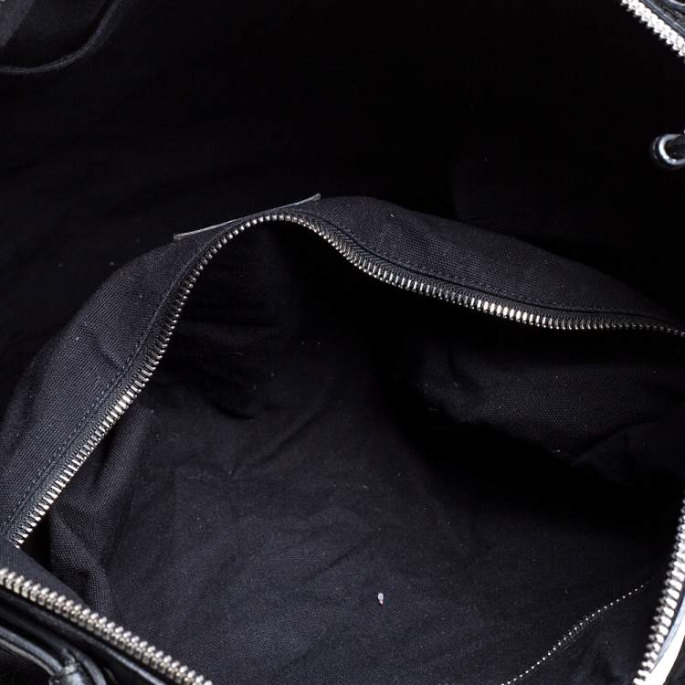 Pre Owned Saint Laurent Paris Black Croc Embossed Leather Bag