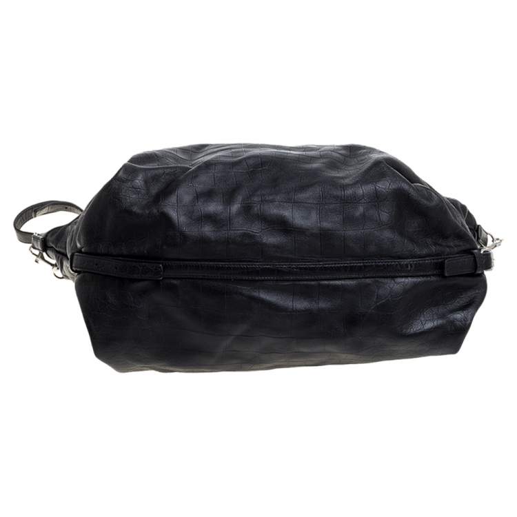 Pre Owned Saint Laurent Paris Black Croc Embossed Leather Bag