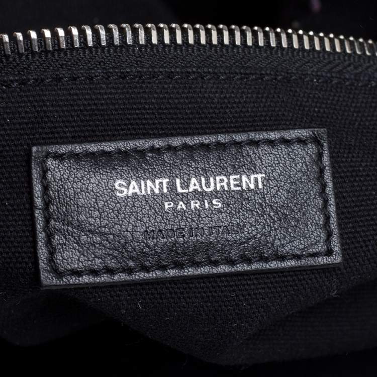 Pre Owned Saint Laurent Paris Black Croc Embossed Leather Bag