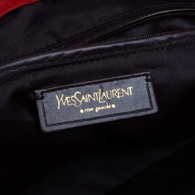 Pre Owned Yves Saint Laurent Red Patent Leather Large Downtown Tote