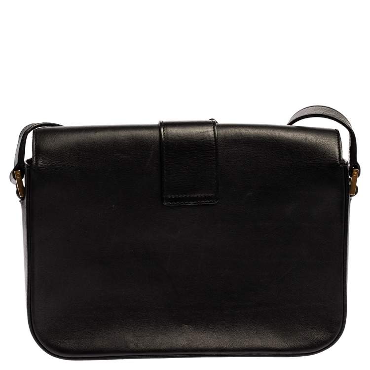 Pre Owned Saint Laurent Black Leather Y-Ligne Flap Crossbody Bag