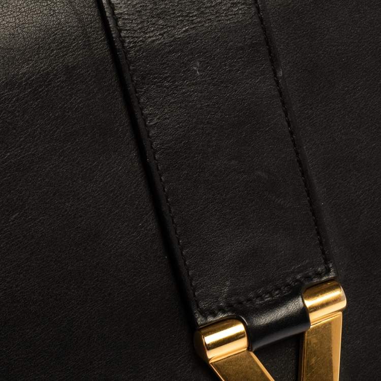 Pre Owned Saint Laurent Black Leather Y-Ligne Flap Crossbody Bag