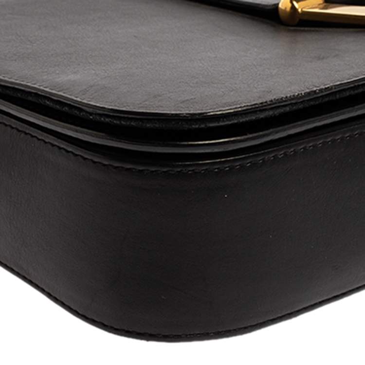 Pre Owned Saint Laurent Black Leather Y-Ligne Flap Crossbody Bag