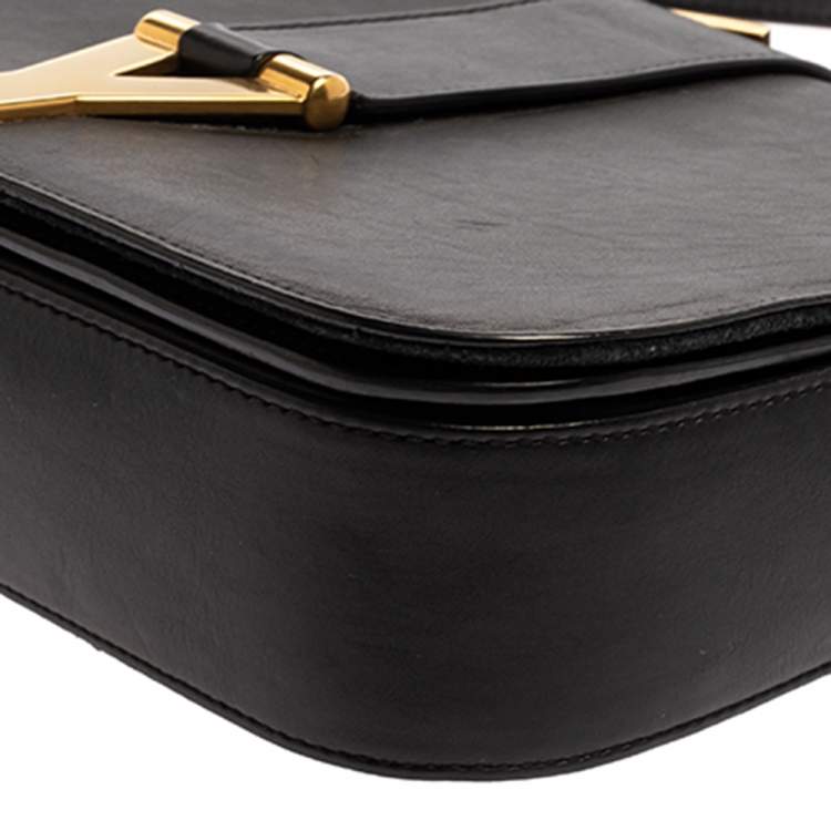 Pre Owned Saint Laurent Black Leather Y-Ligne Flap Crossbody Bag