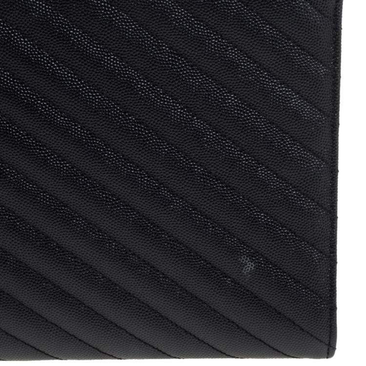 مملوكة مسبقًا Saint Laurent Black Chevron Quilted Leather Monogram Envelope Shoulder Bag