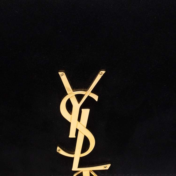 Pre Owned Saint Laurent Black Suede Kate Tassel Clutch