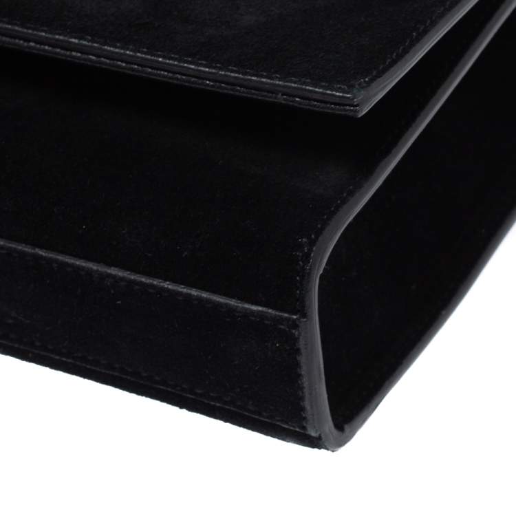 Pre Owned Saint Laurent Black Suede Kate Tassel Clutch