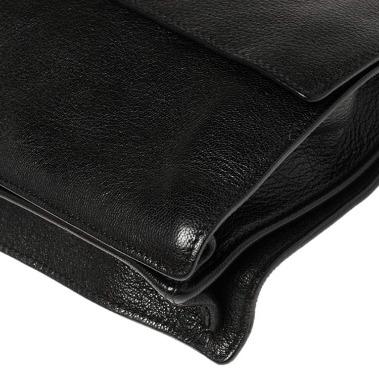 Pre Owned Saint Laurent Black Leather Vintage Buckle Shoulder Bag