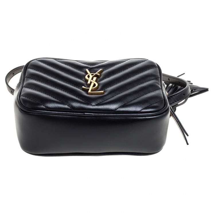 Pre Owned Saint Laurent Black Leather Monogram Loulou Belt Bag
