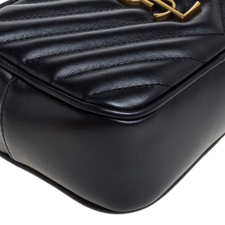 Pre Owned Saint Laurent Black Leather Monogram Loulou Belt Bag