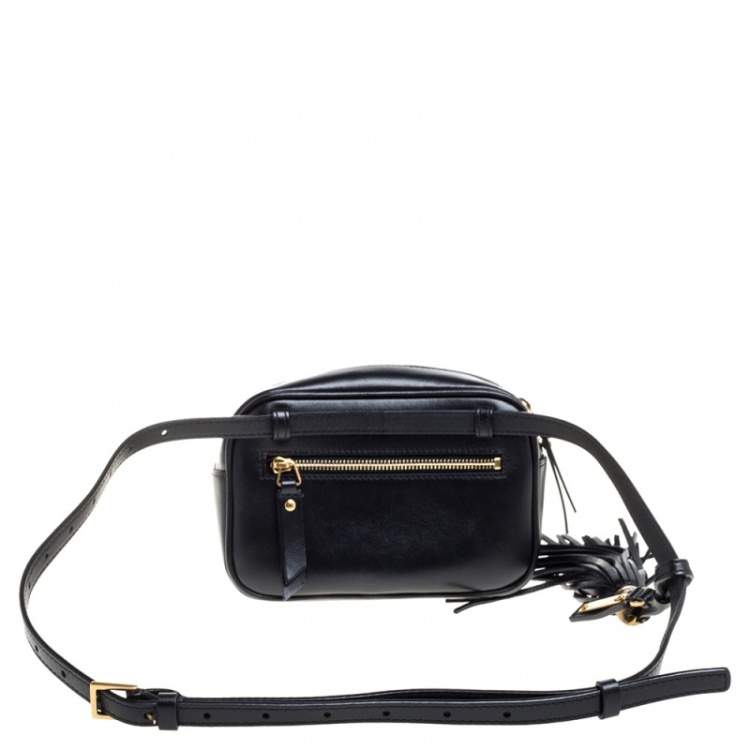 Pre Owned Saint Laurent Black Leather Monogram Loulou Belt Bag