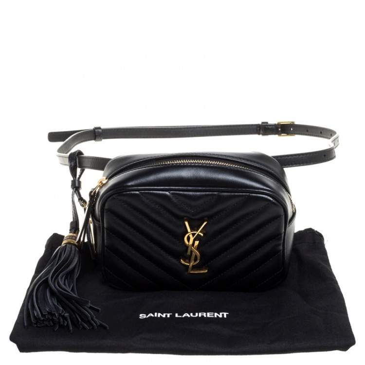 Pre Owned Saint Laurent Black Leather Monogram Loulou Belt Bag