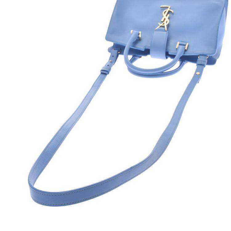 Pre Owned Saint Laurent Blue Leather Baby Cabas YSL Bag