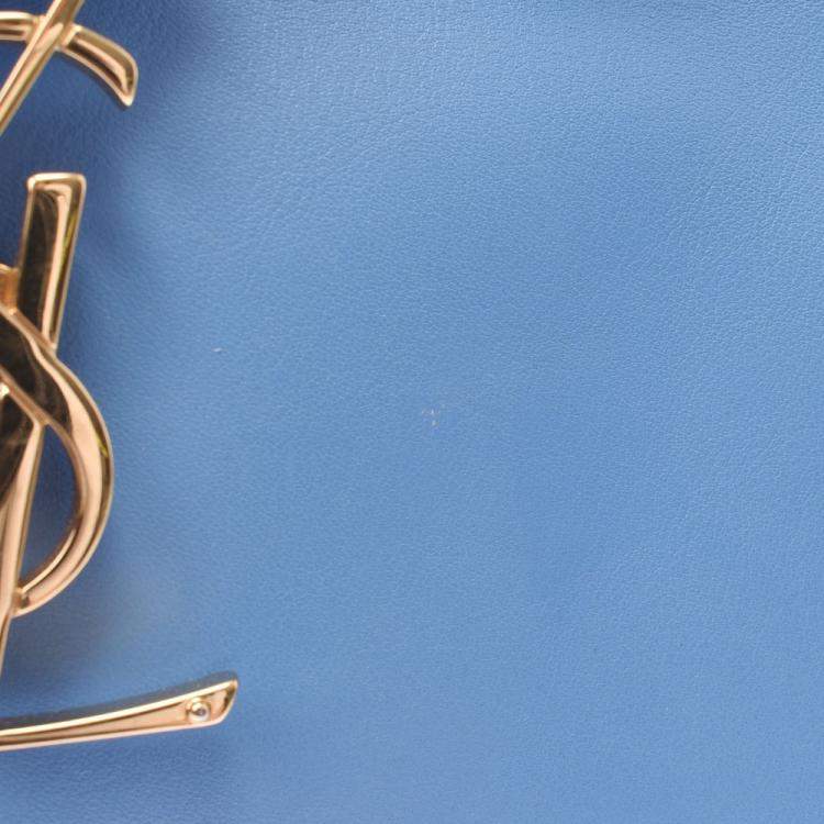Pre Owned Saint Laurent Blue Leather Baby Cabas YSL Bag
