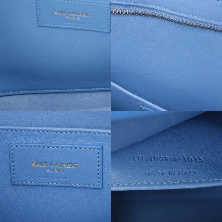 Pre Owned Saint Laurent Blue Leather Baby Cabas YSL Bag