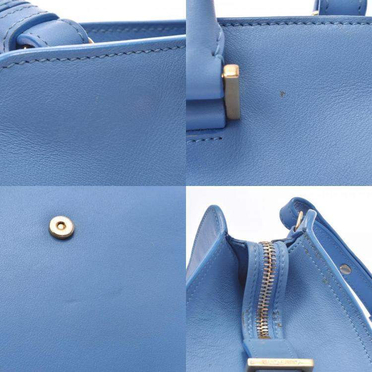 Pre Owned Saint Laurent Blue Leather Baby Cabas YSL Bag