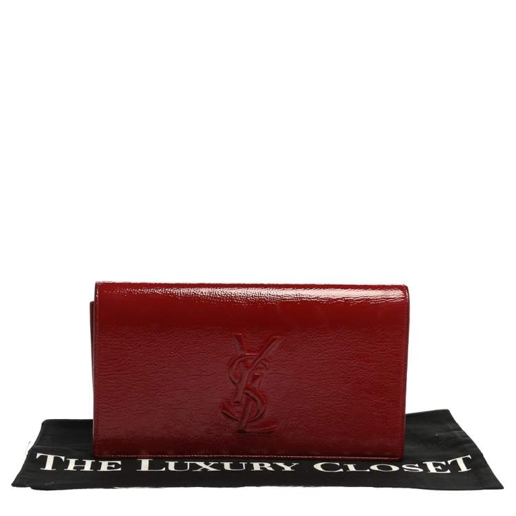 Pre Owned Yves Saint Laurent Red Patent Leather Belle De Jour Flap Clutch