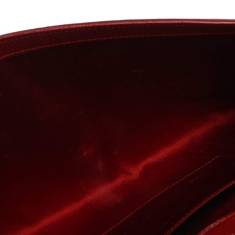 Pre Owned Yves Saint Laurent Red Patent Leather Belle De Jour Flap Clutch
