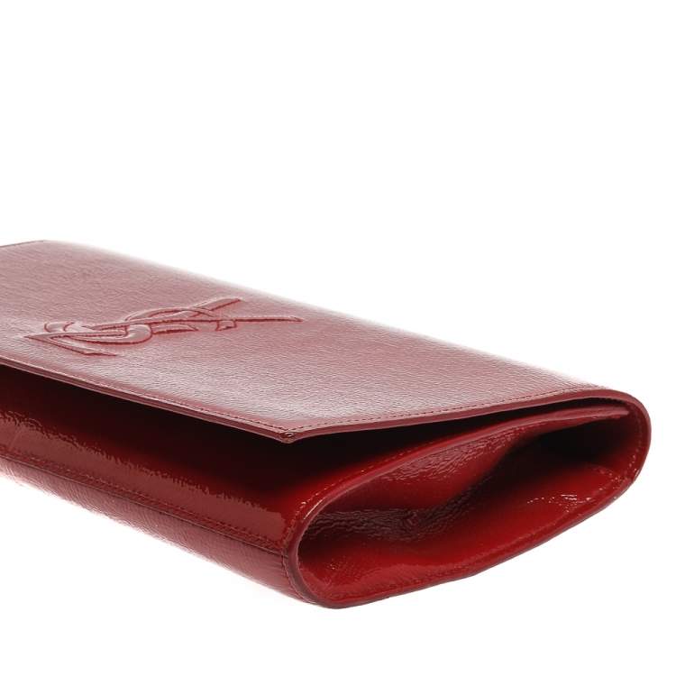 Pre Owned Yves Saint Laurent Red Patent Leather Belle De Jour Flap Clutch