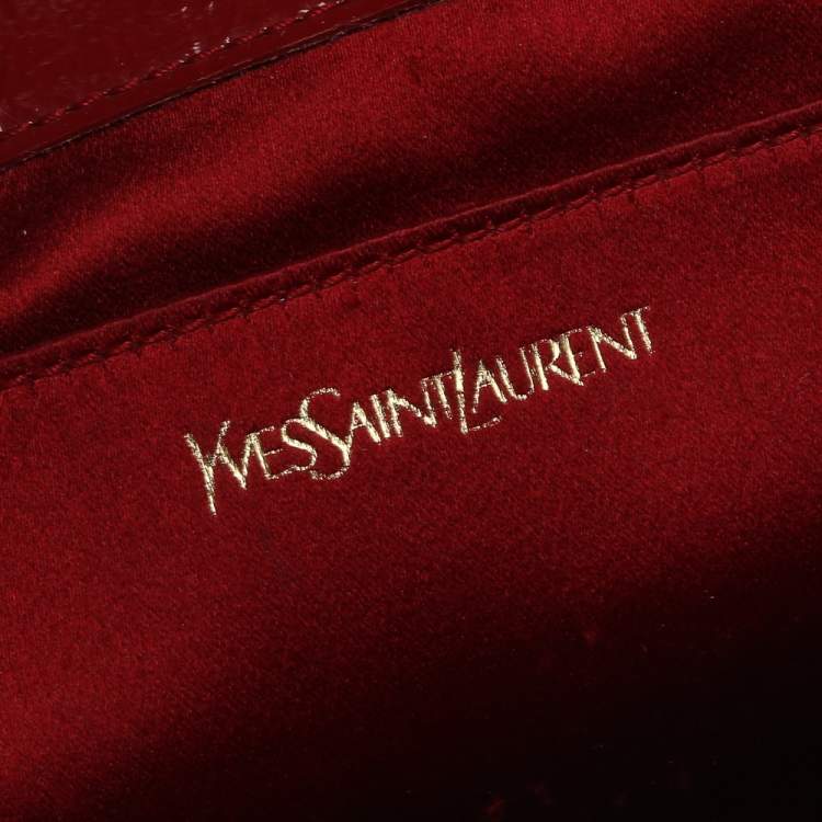Pre Owned Yves Saint Laurent Red Patent Leather Belle De Jour Flap Clutch