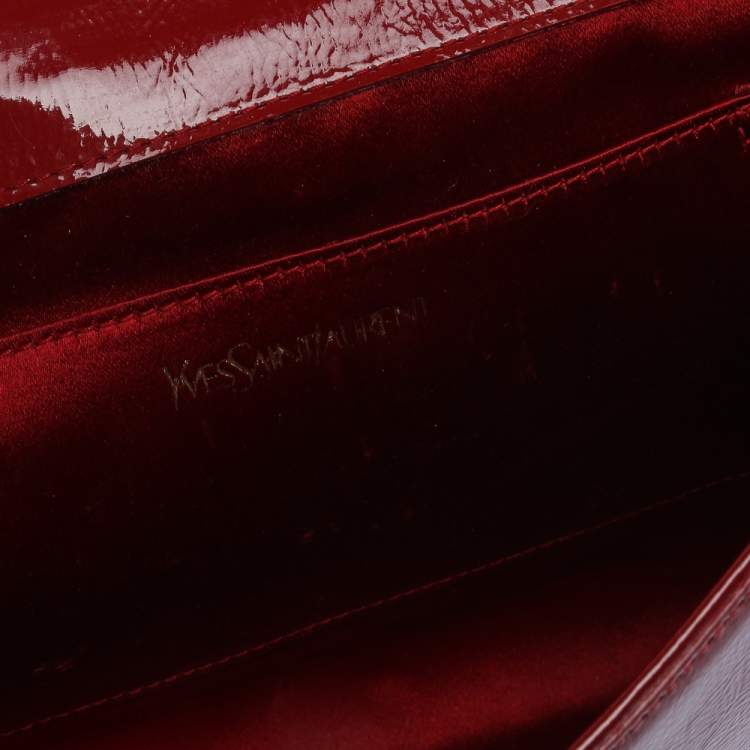 Pre Owned Yves Saint Laurent Red Patent Leather Belle De Jour Flap Clutch